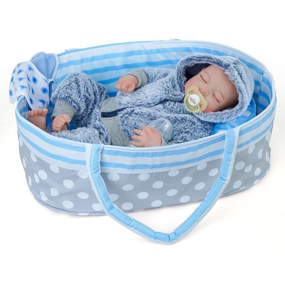 BABESIDE MUÑECA BEBÉ REBORN 17'/43 CM CON ACCESORIOS | CESTA GRIS - 1