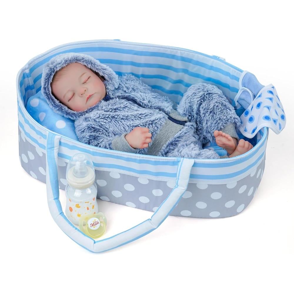 BABESIDE MUÑECA BEBÉ REBORN 17'/43 CM CON ACCESORIOS | CESTA GRIS - 2