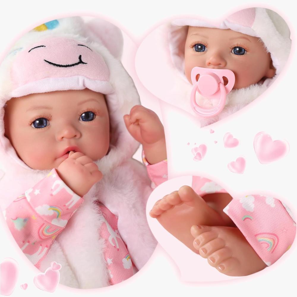BABESIDE MUÑECA BEBÉ REALISTA 17' / 43.2 CM | BLANCO/ROSA - 3