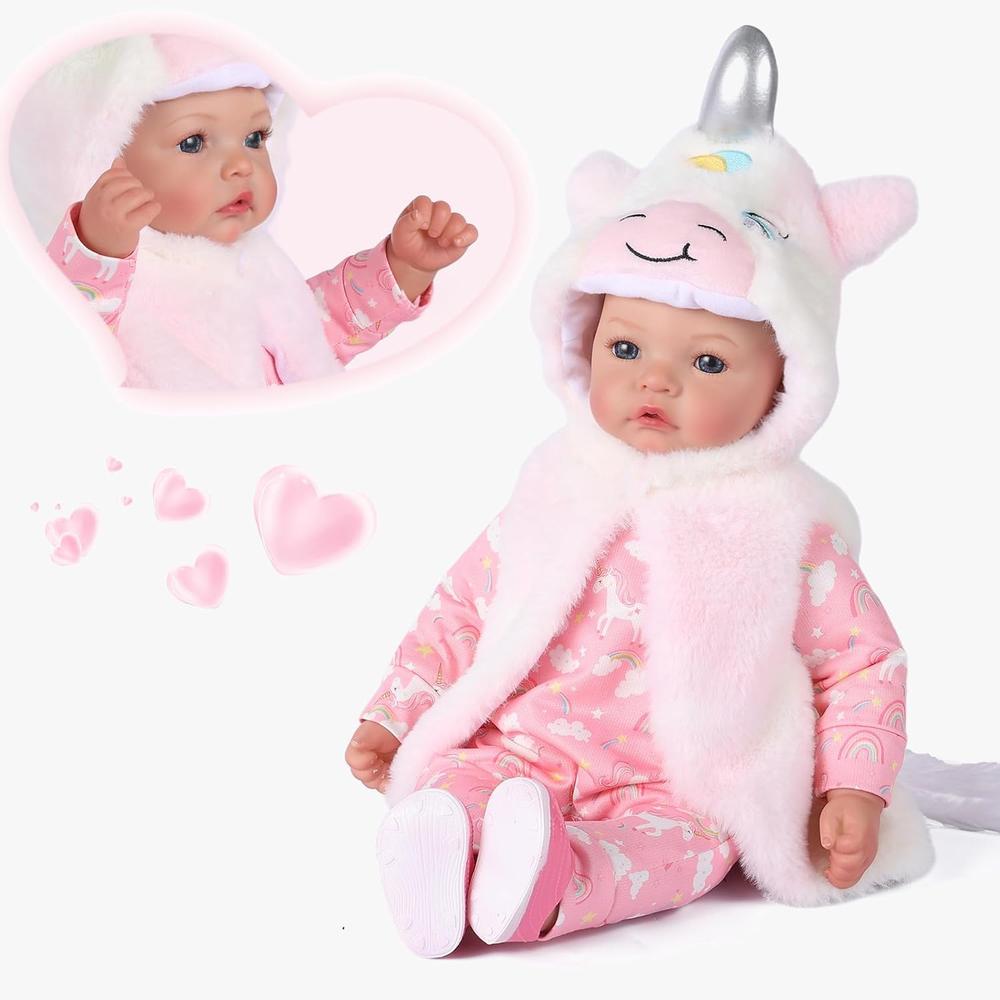 BABESIDE MUÑECA BEBÉ REALISTA 17' / 43.2 CM | BLANCO/ROSA - 5