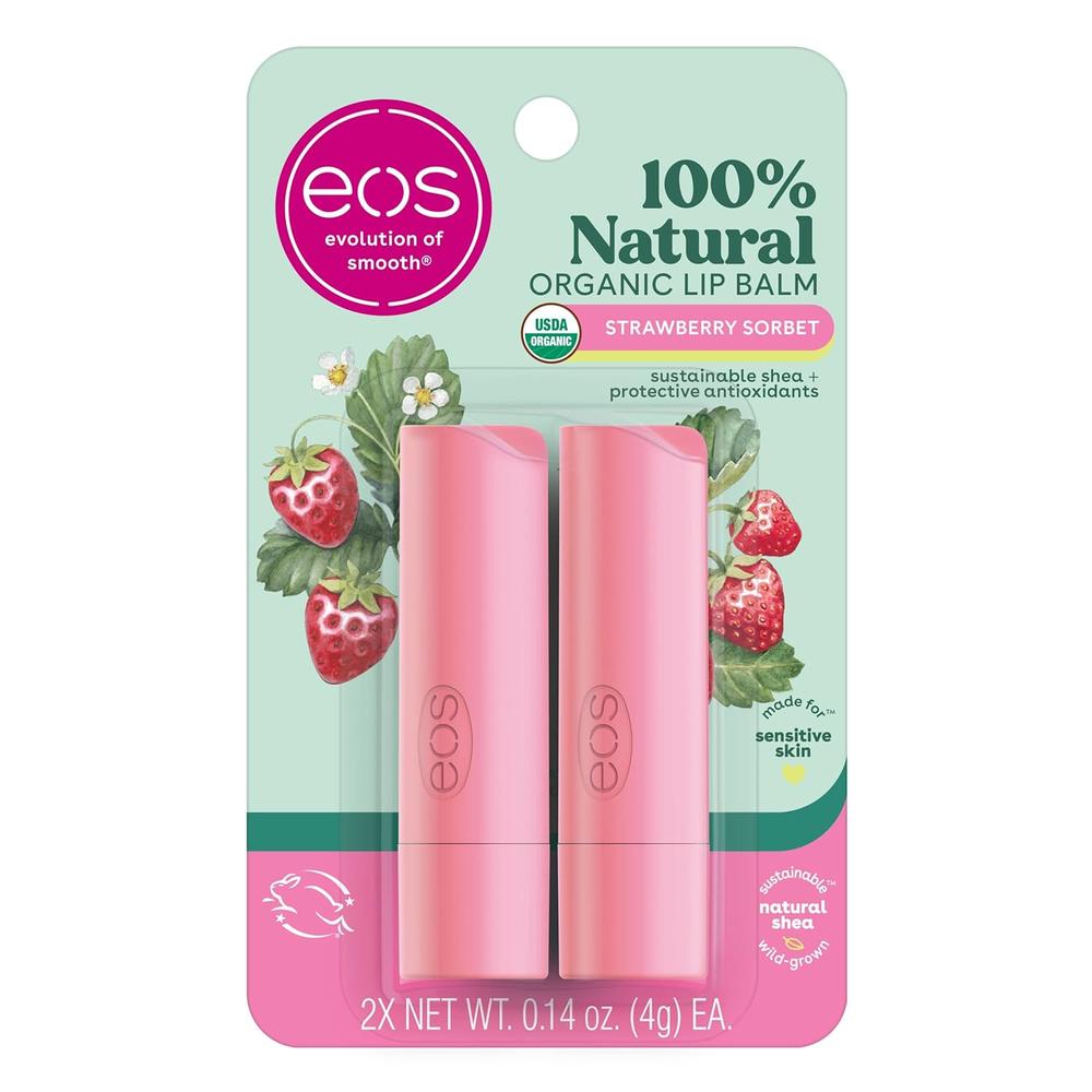 EOS BÁLSAMO LABIAL BARRA PACK 2 STRAWBERRY SORBET | 0.14 OZ / 4 ML - 1