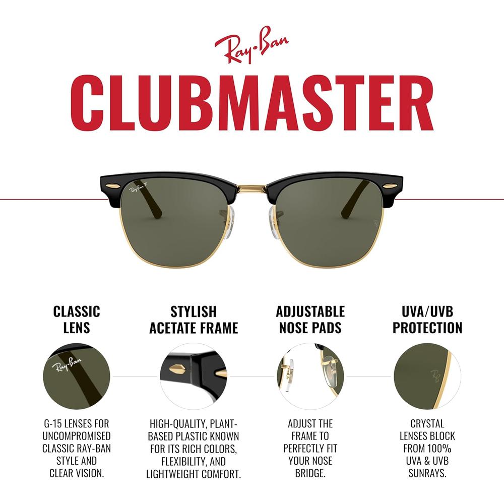 RAY-BAN RB3016 CLUBMASTER GAFAS DE SOL PARA HOMBRE | SPOTTED BROWN / BLUE / CLEAR BROWN II - 4