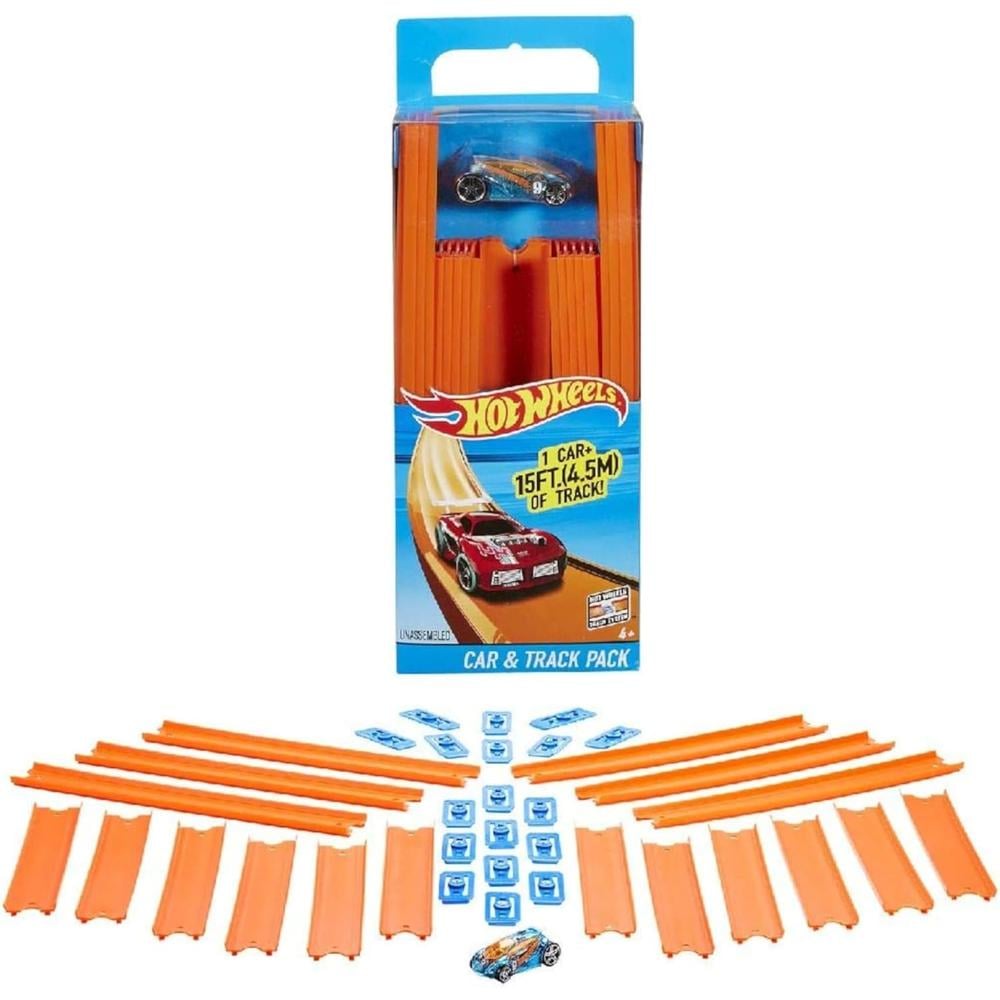 HOT WHEELS JUEGO DE PISTAS RECTAS 37 PIEZAS Y VEHÍCULO A ESCALA 1:64 - 1