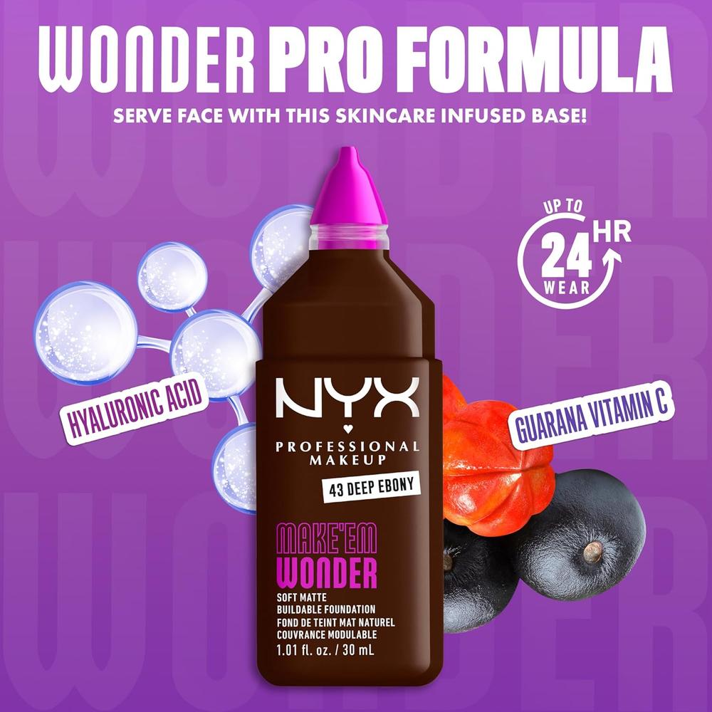 NYX MAKE 'EM WONDER BASE LÍQUIDA | 43 DEEP EBONY - 4