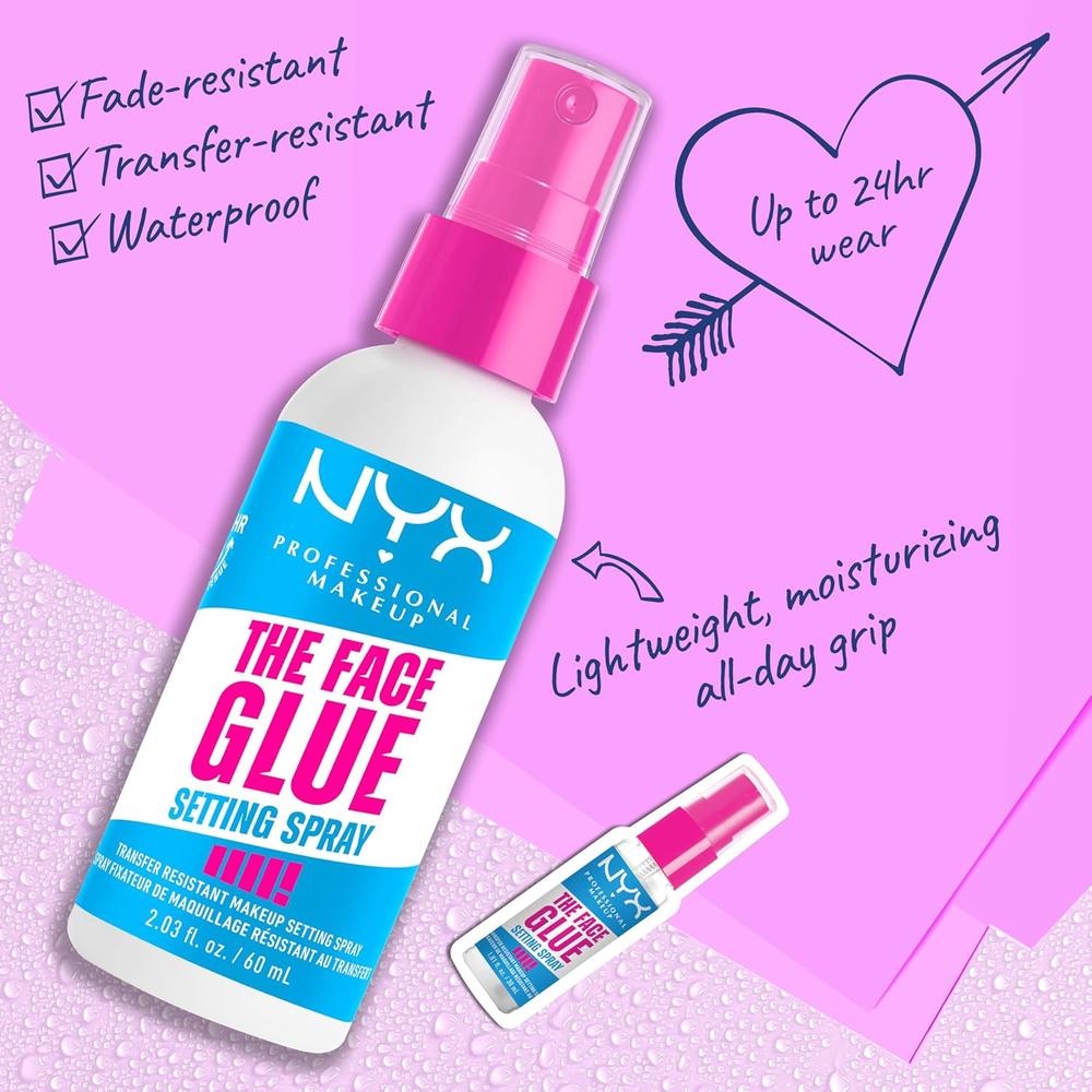 NYX THE FACE GLUE SETTING SPRAY FIJADOR DE MAQUILLAJE | RESISTENTE AL AGUA - 2