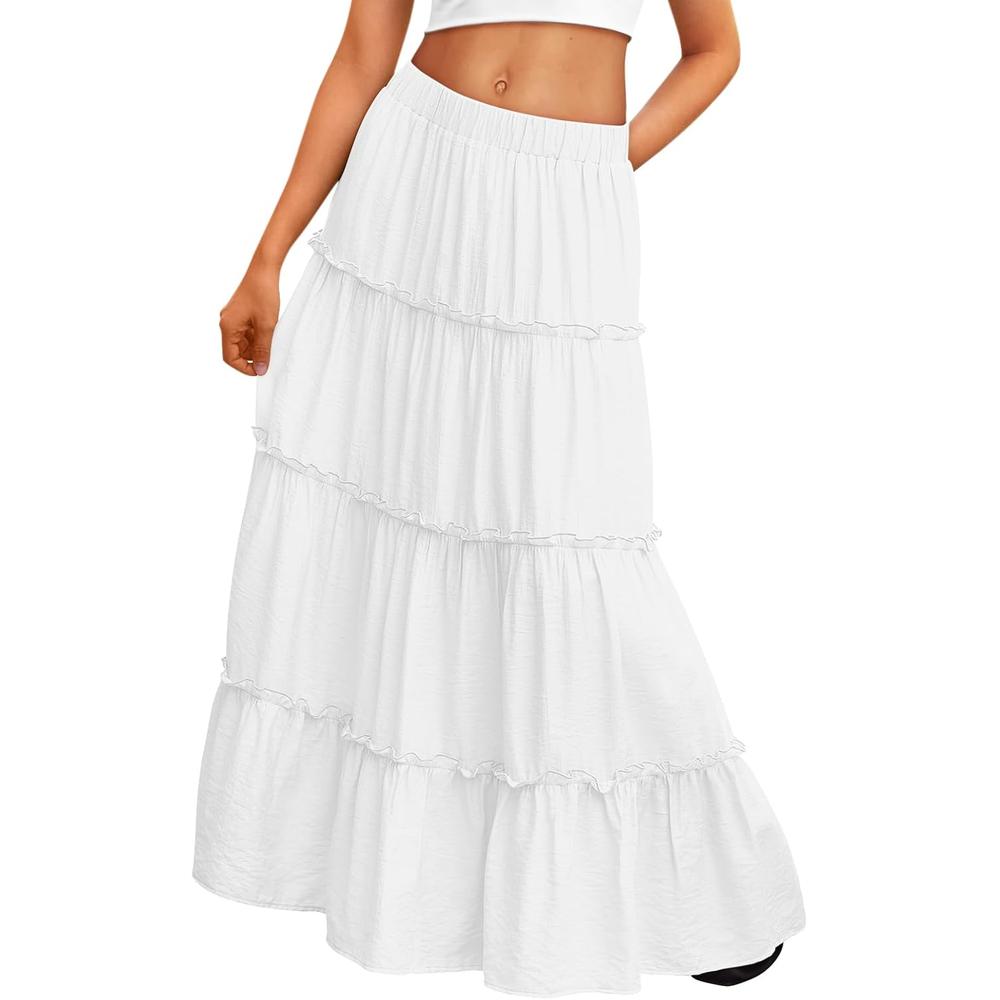 FALDA LARGA MUJER ESTILO BOHEMIO TRENDYQUEEN | BLANCO - 1
