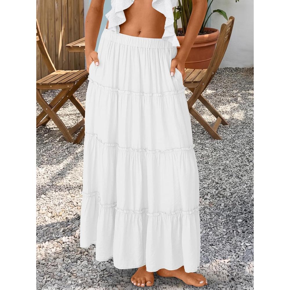 FALDA LARGA MUJER ESTILO BOHEMIO TRENDYQUEEN | BLANCO - 2