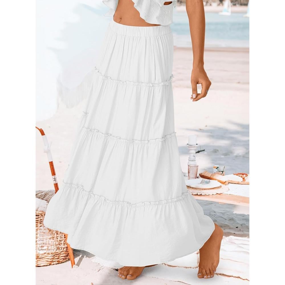 FALDA LARGA MUJER ESTILO BOHEMIO TRENDYQUEEN | BLANCO - 3