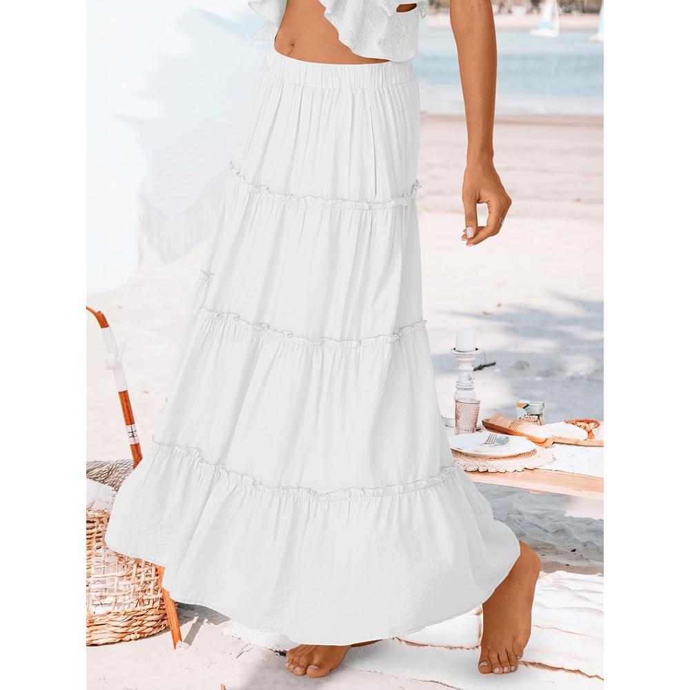 FALDA LARGA MUJER ESTILO BOHEMIO TRENDYQUEEN | BLANCO - 3