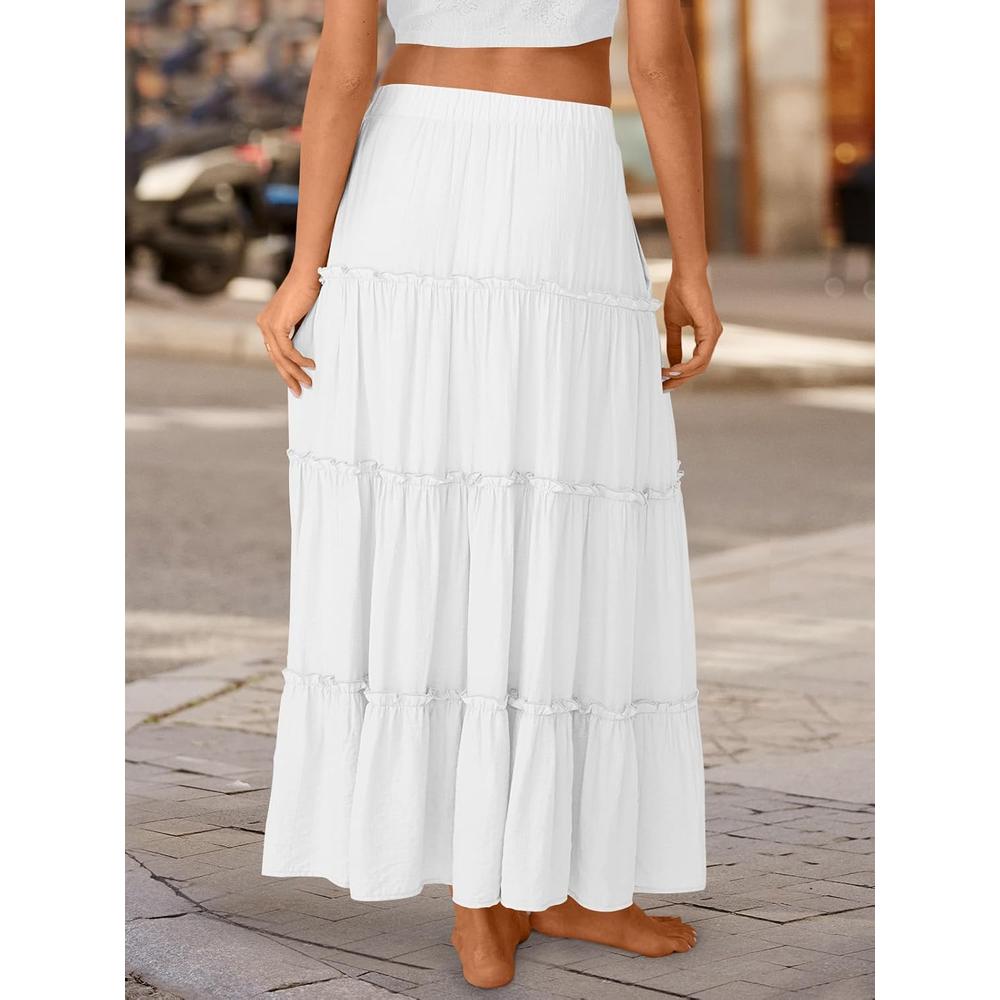FALDA LARGA MUJER ESTILO BOHEMIO TRENDYQUEEN | BLANCO - 4