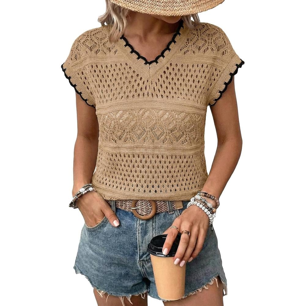 CHALECO CROCHET MUJER ACELITT | CAQUI - 1