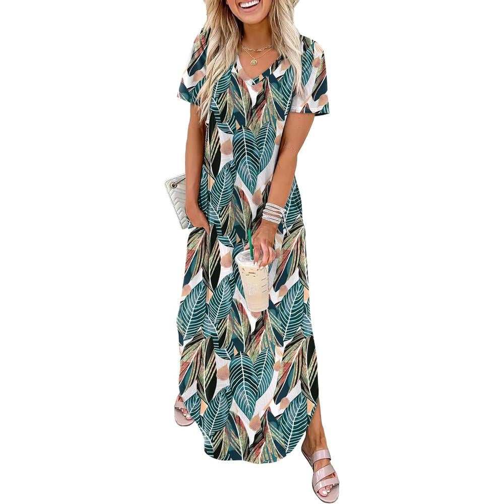 VESTIDO PLAYA MUJER MANGA CORTA WIHOLL | FLORAL FROND - 1
