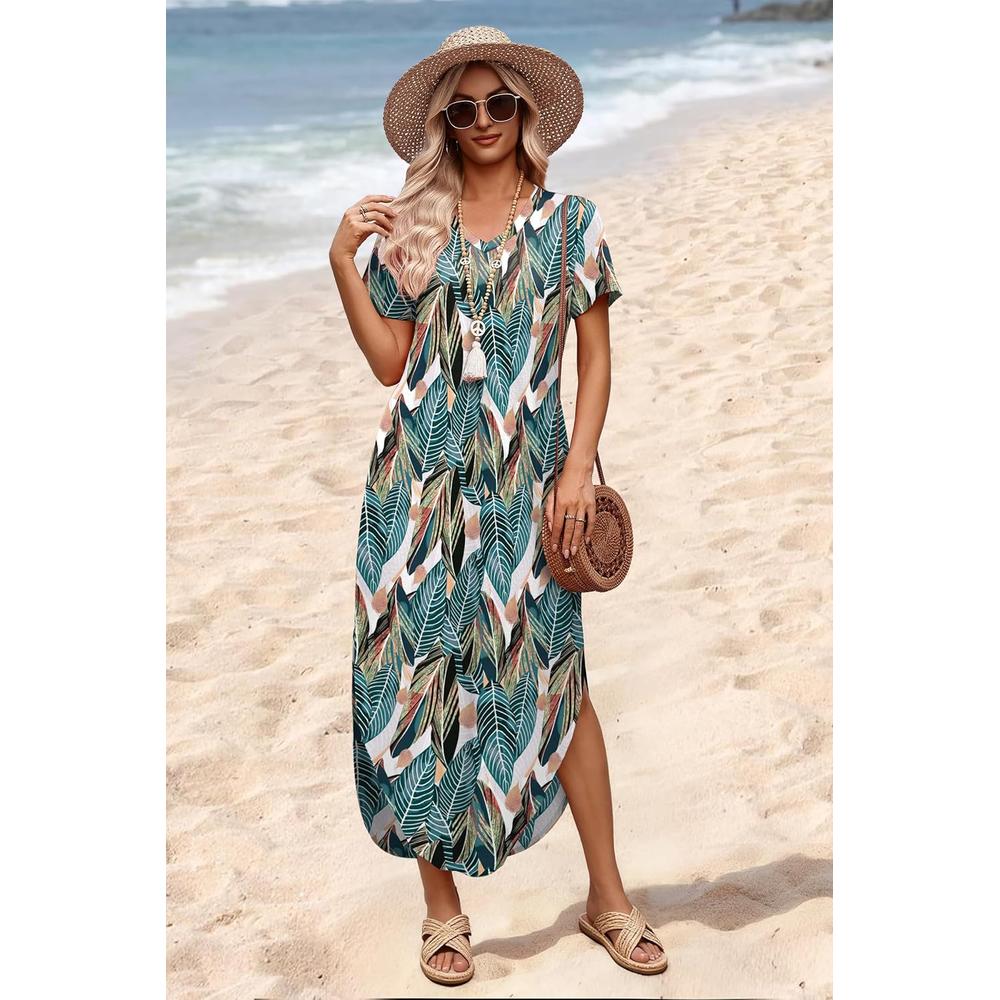 VESTIDO PLAYA MUJER MANGA CORTA WIHOLL | FLORAL FROND - 3