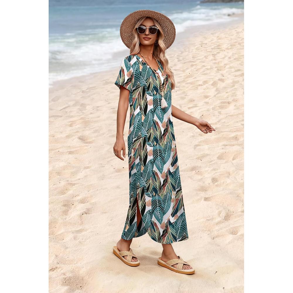 VESTIDO PLAYA MUJER MANGA CORTA WIHOLL | FLORAL FROND - 4