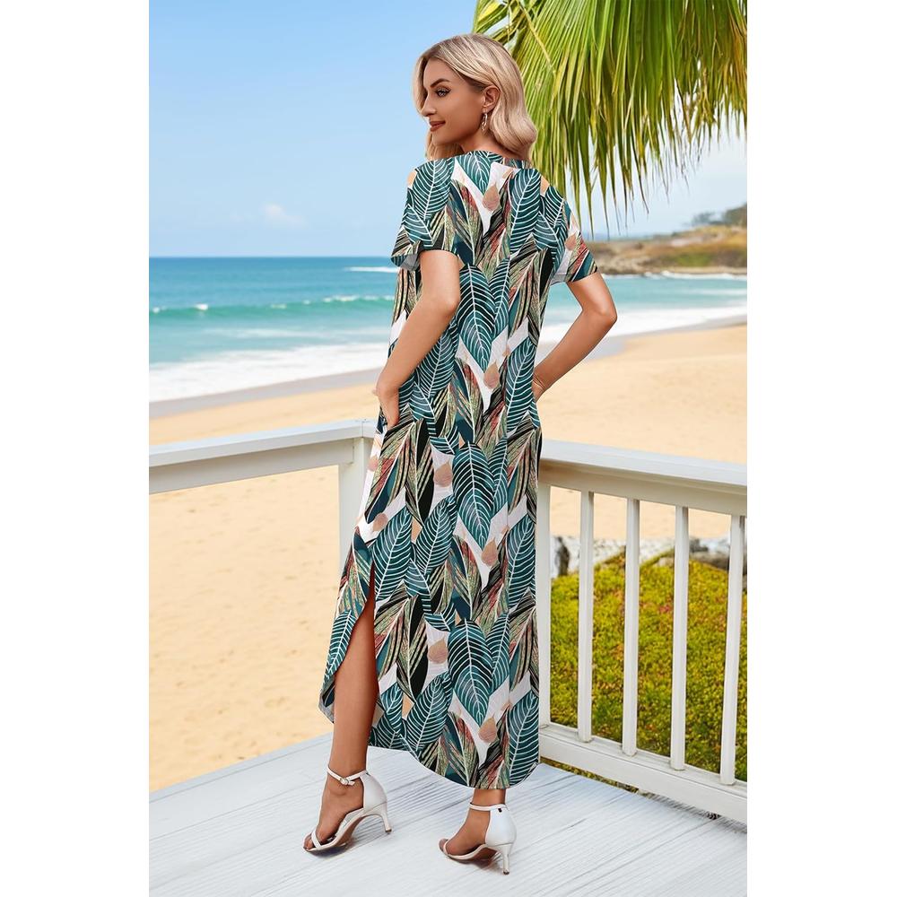 VESTIDO PLAYA MUJER MANGA CORTA WIHOLL | FLORAL FROND - 5