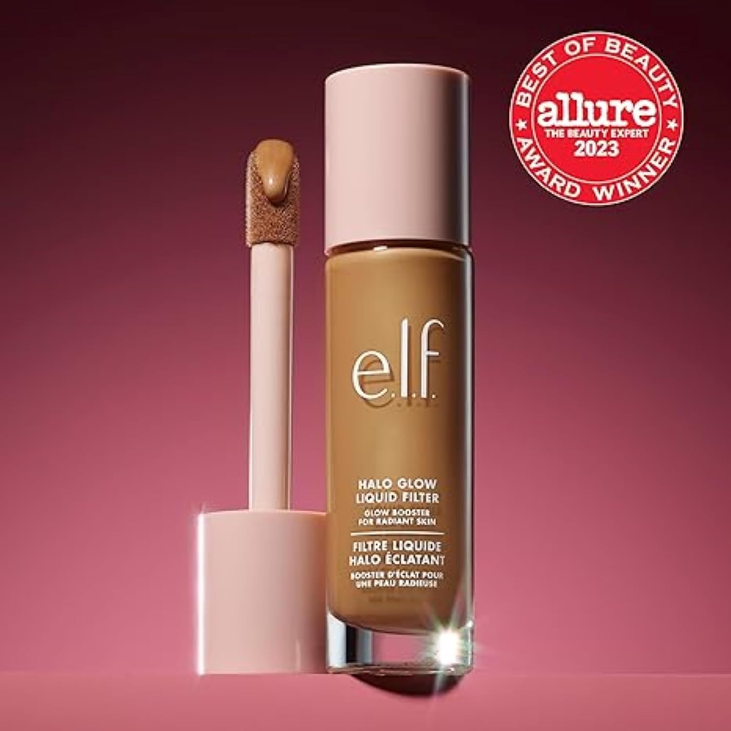 E.L.F. FILTRO LÍQUIDO HALO GLOW, POTENCIADOR DE TEZ PARA UN ASPECTO BRILLANTE Y SUAVE DE ENFOQUE, 3.5 MEDIANO - 4