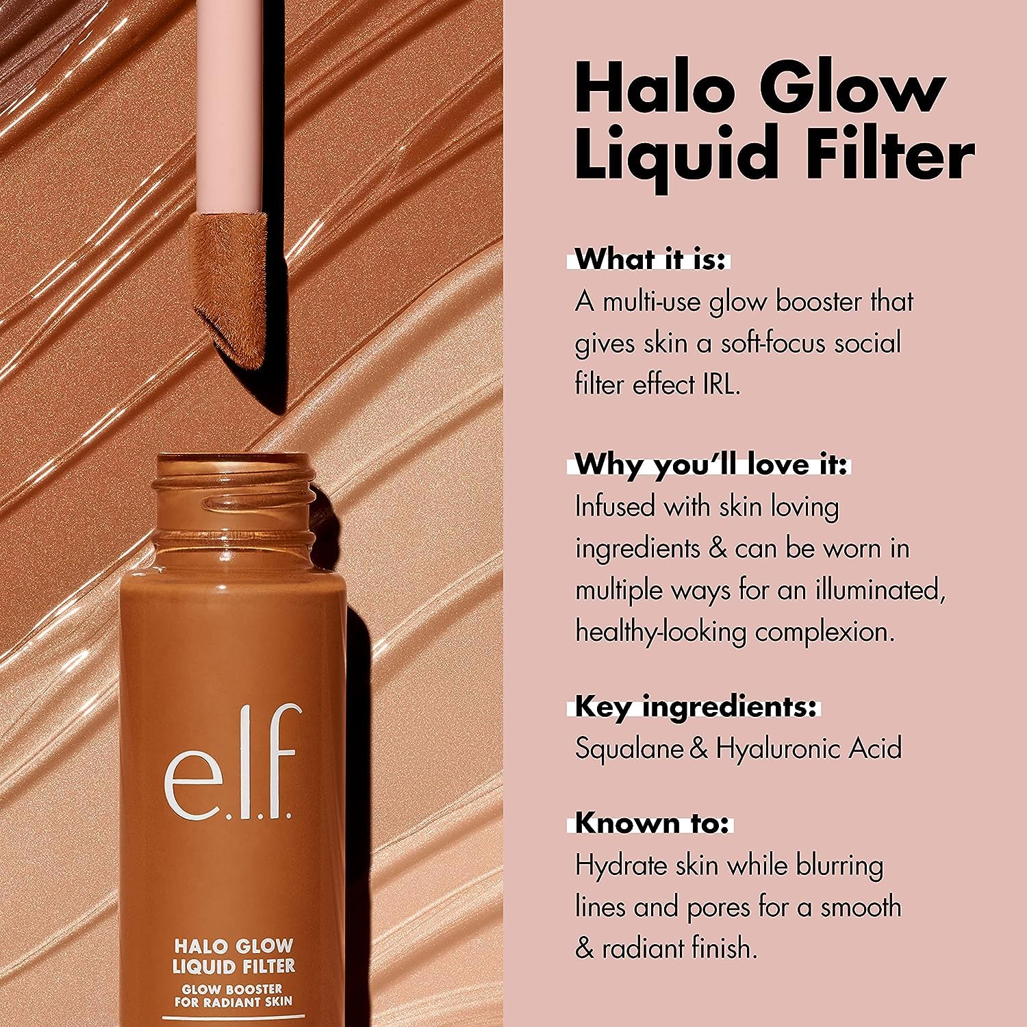 E.L.F. FILTRO LÍQUIDO HALO GLOW, POTENCIADOR DE TEZ PARA UN ASPECTO BRILLANTE Y SUAVE DE ENFOQUE, 1 FERIA - 3