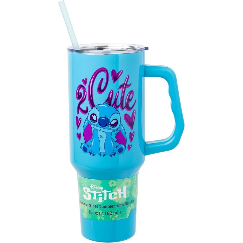 VASO  CON ASA Y PAJITA LILO Y STITCH 40 OZ / 1183 ML | TURQUESA - 1