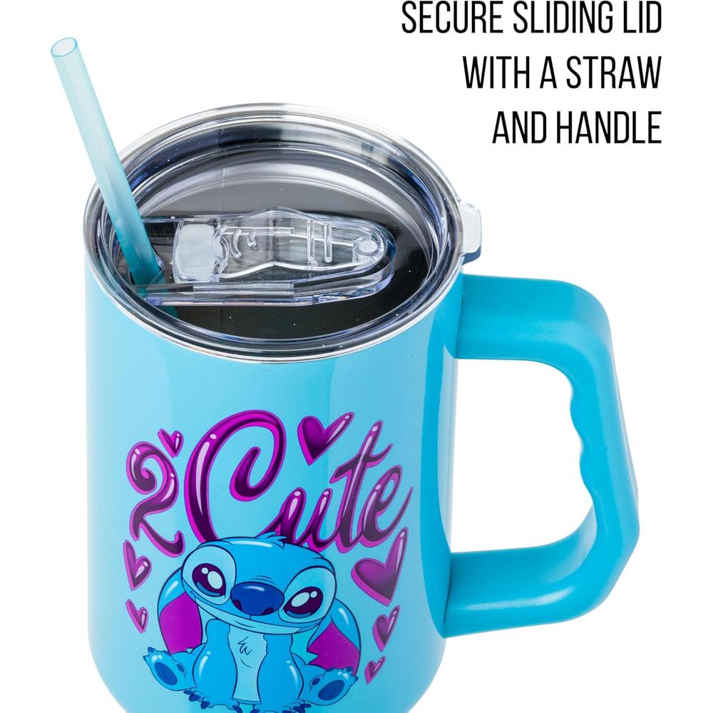 VASO  CON ASA Y PAJITA LILO Y STITCH 40 OZ / 1183 ML | TURQUESA - 2