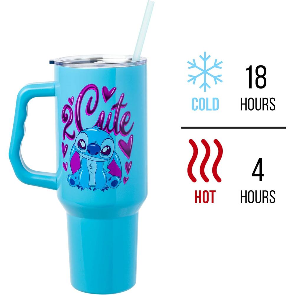 VASO  CON ASA Y PAJITA LILO Y STITCH 40 OZ / 1183 ML | TURQUESA - 3