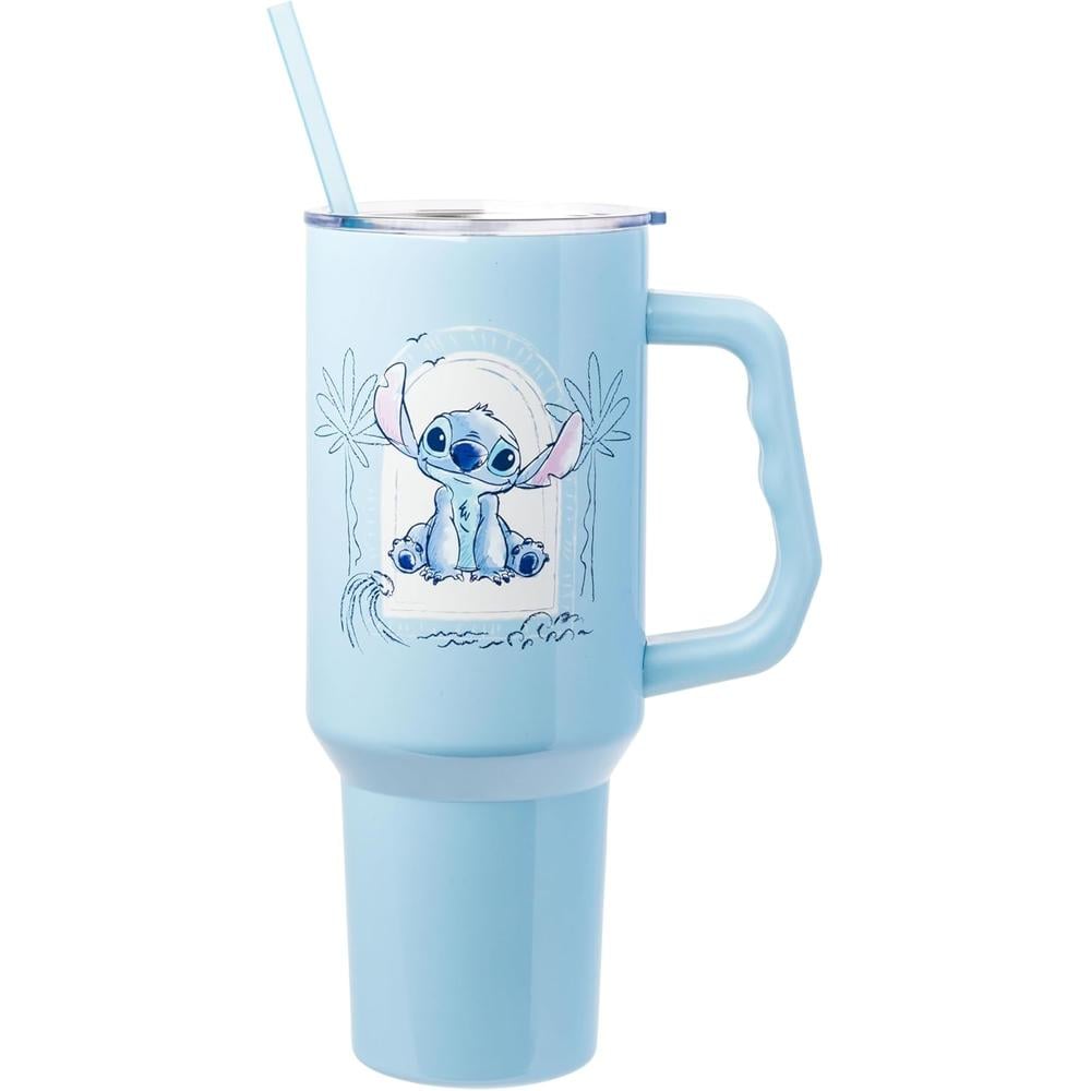 VASO  CON ASA Y PAJITA LILO Y STITCH 40 OZ / 1183 ML | CELESTE - 1