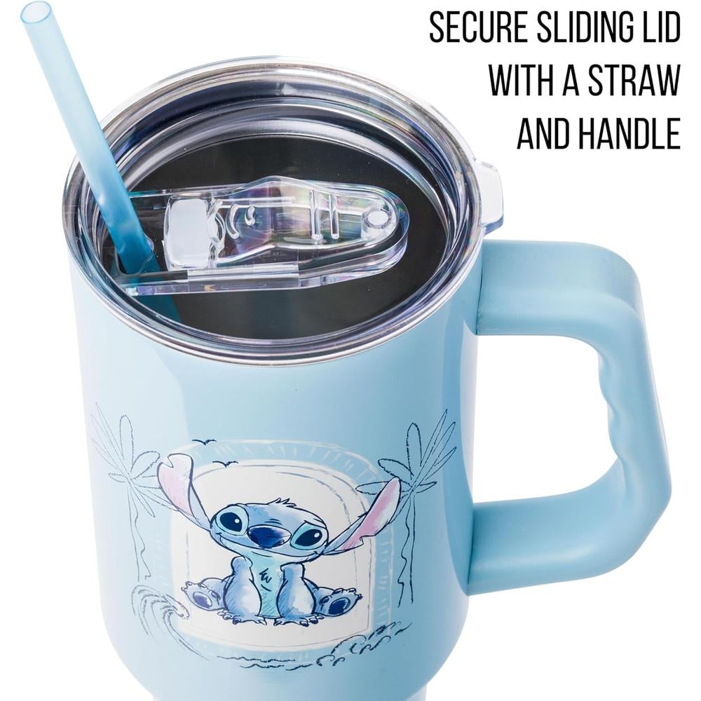 VASO  CON ASA Y PAJITA LILO Y STITCH 40 OZ / 1183 ML | CELESTE - 2