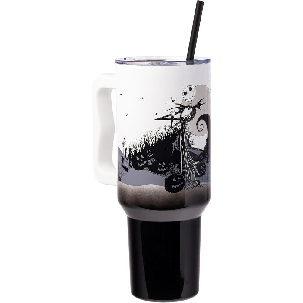 VASO  CON ASA Y PAJITA DISNEY 40 OZ / 1183 ML | JACK BLACK Y WHITE - 1