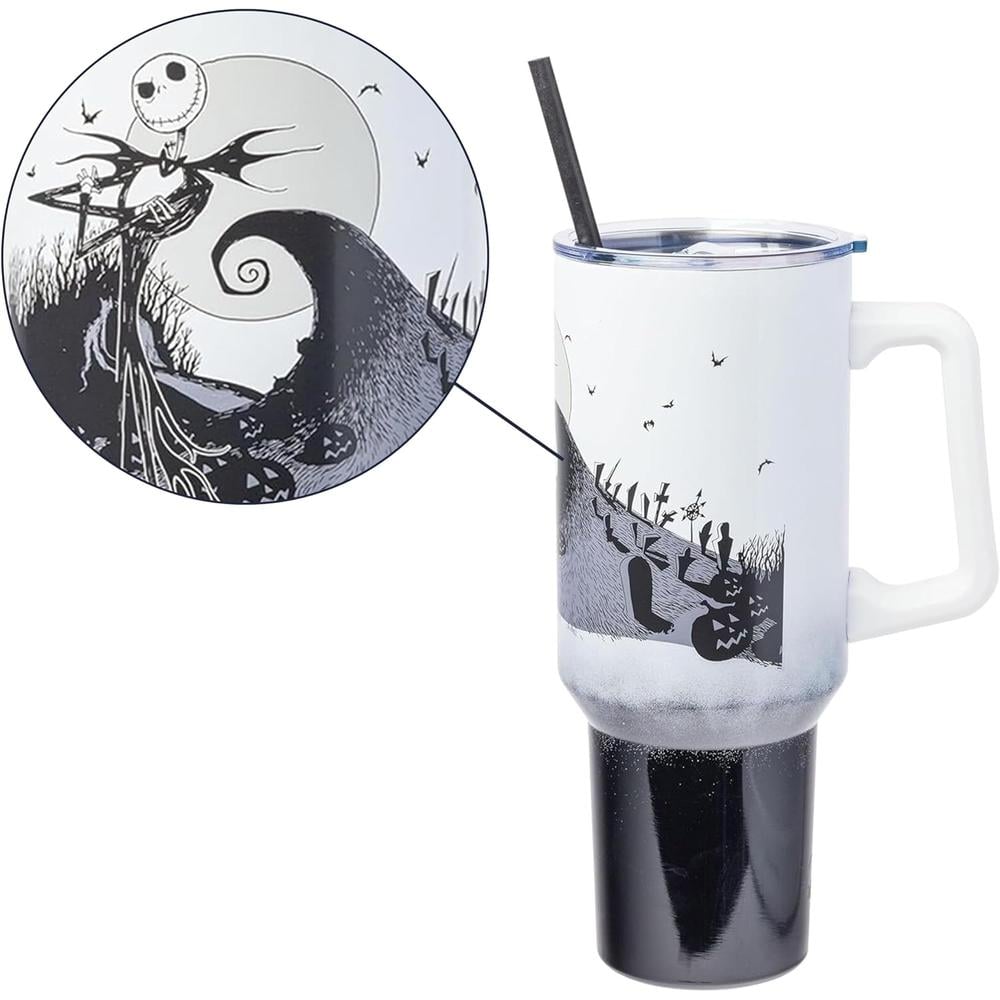 VASO  CON ASA Y PAJITA DISNEY 40 OZ / 1183 ML | JACK BLACK Y WHITE - 2