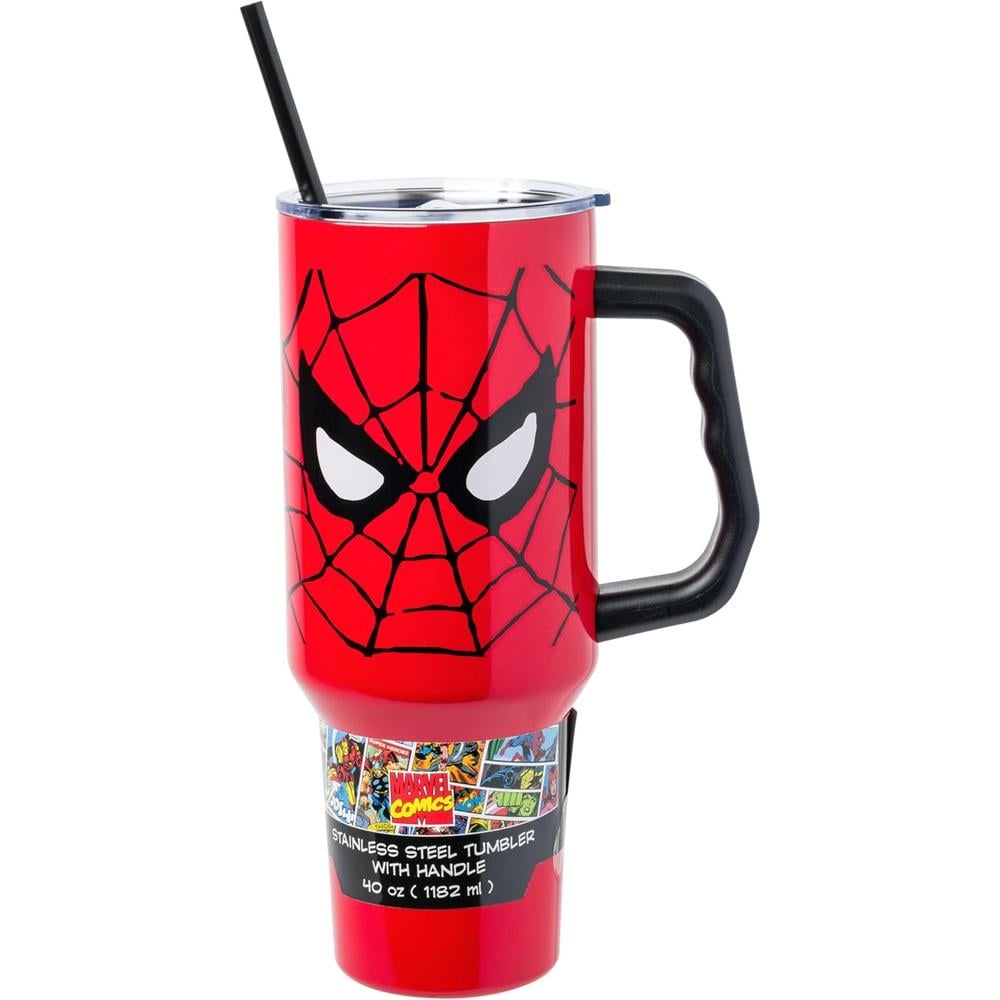 VASO CON ASA Y PAJITA DISNEY 40 OZ / 1183 ML | SPIDERMAN ROJO - 1
