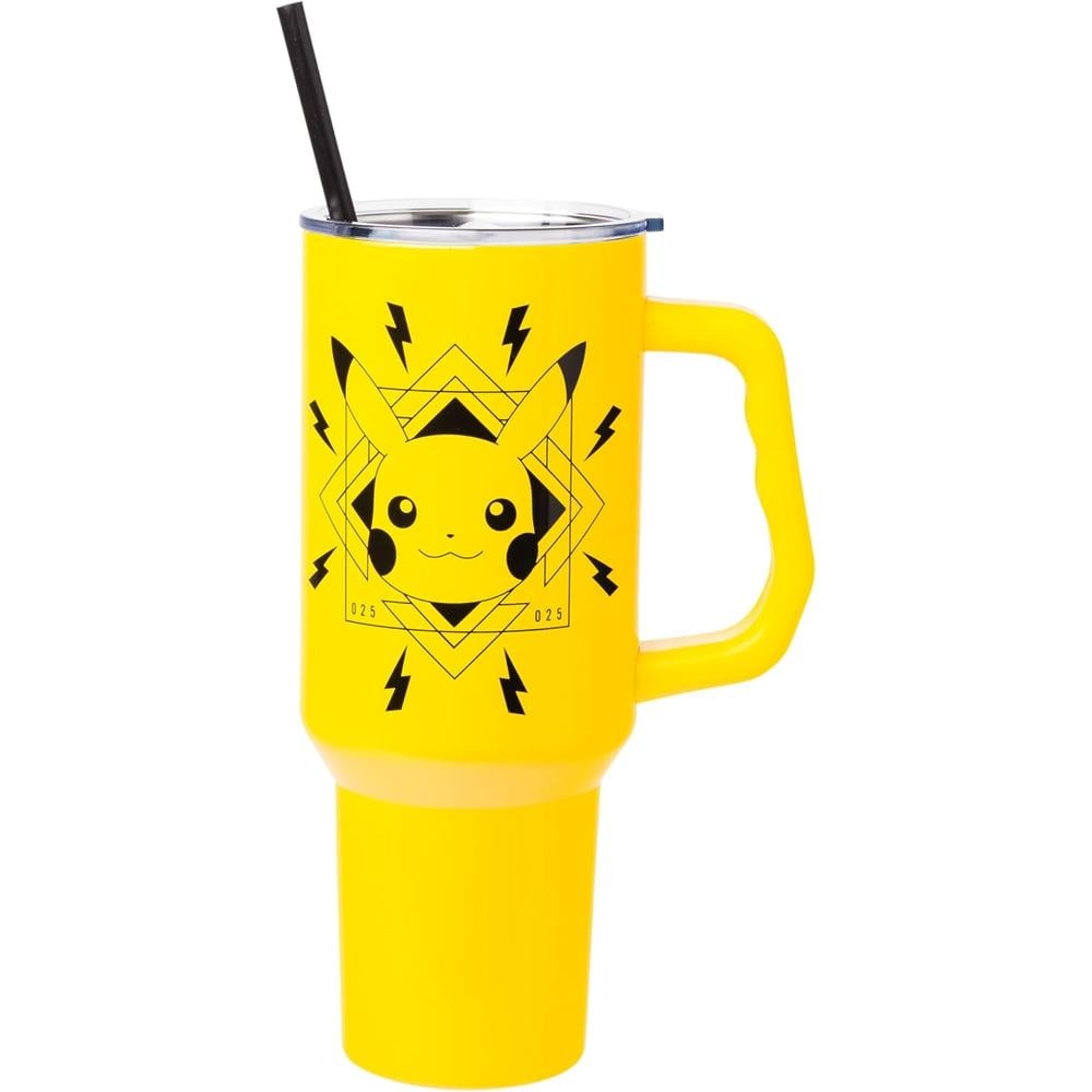 VASO CON ASA Y PAJITA POKEMON 40 OZ / 1183 ML | PIKACHU YELLOW - 1