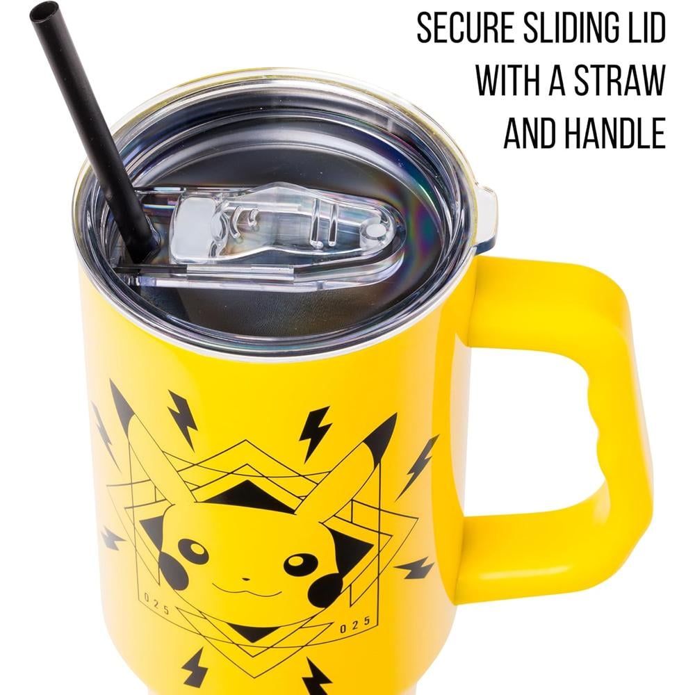 VASO CON ASA Y PAJITA POKEMON 40 OZ / 1183 ML | PIKACHU YELLOW - 2