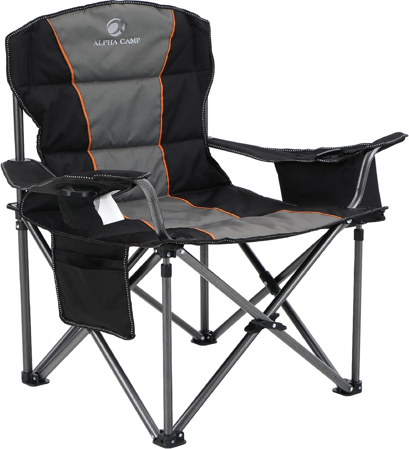 ALPHA CAMP SILLA PLEGABLE DE GRAN TAMAÑO PARA CAMPAMENTO, ALTA RESISTENCIA, SOPORTA 450 LIBRAS, MARCO DE ACERO - 1