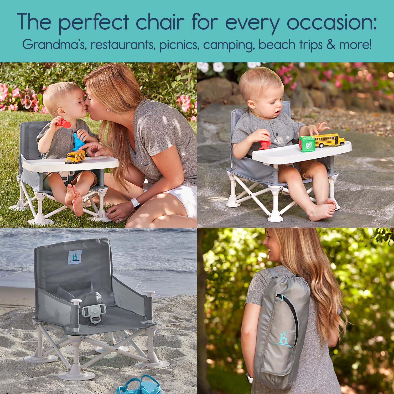 HICCAPOP OMNIBOOST - ASIENTO ELEVADOR DE VIAJE CON BANDEJA PARA BEBÉ, DISEÑO PLEGABLE PORTÁTIL SIN PUNTAS CORREAS - 4