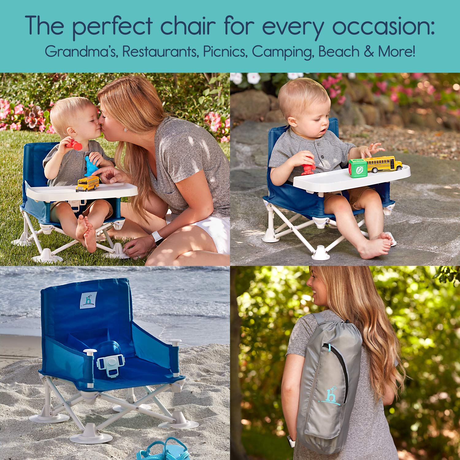 HICCAPOP OMNIBOOST ASIENTO ELEVADOR DE VIAJE CON BANDEJA PARA BEBÉ | ASIENTO ELEVADOR PORTÁTIL PLEGABLE PARA BEBÉ,SILLA ELEVADORA - 4
