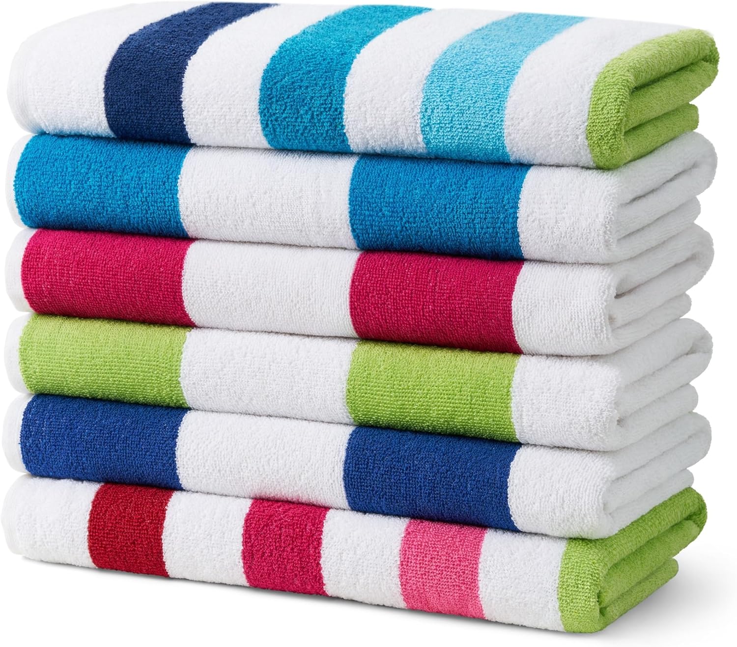 BEN KAUFMAN CABANA STRIPE - TOALLA DE PLAYA Y PISCINA DE TELA DE ALGODÓN VARIOS COLORES, 30 X 60' PAQUETE DE 6 - 1