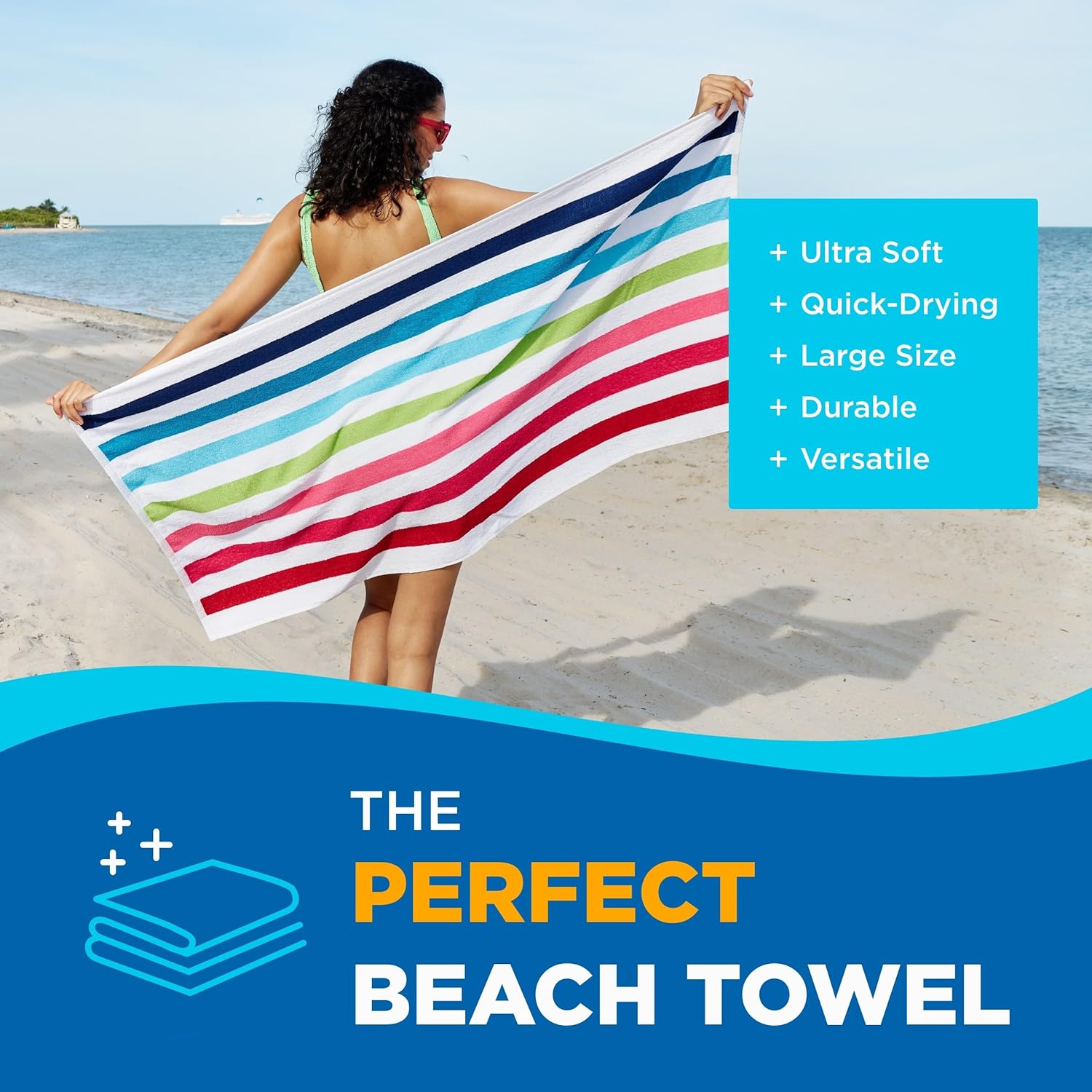 BEN KAUFMAN CABANA STRIPE - TOALLA DE PLAYA Y PISCINA DE TELA DE ALGODÓN VARIOS COLORES, 30 X 60' PAQUETE DE 6 - 2