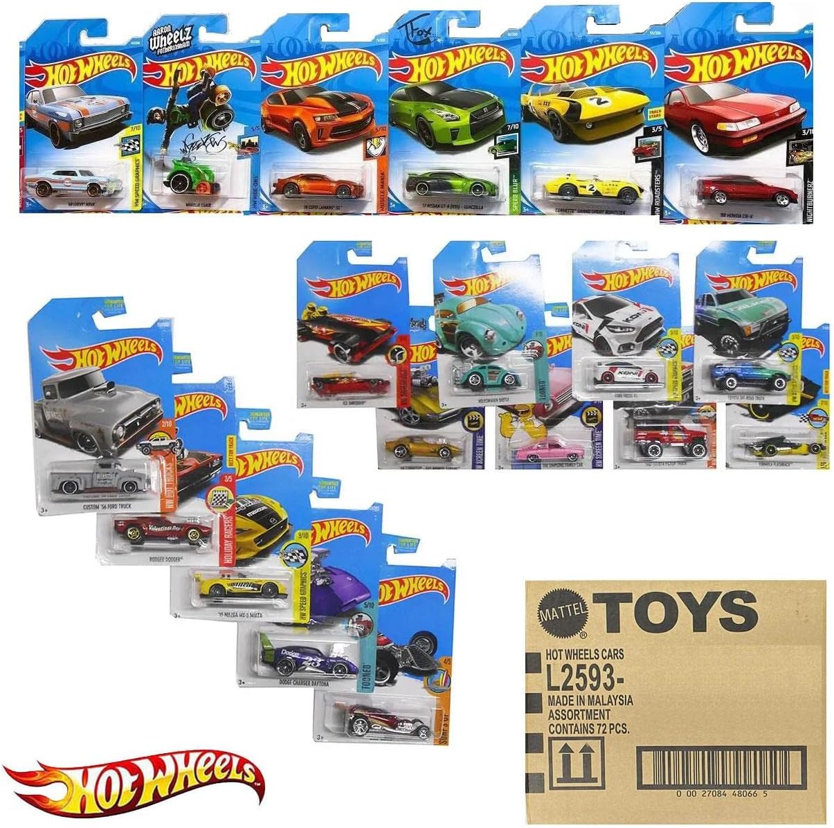 MATTEL HOT WHEELS 72 COUNT RANDOM CASE BASIC DIE-CAST TOY CARS - 1