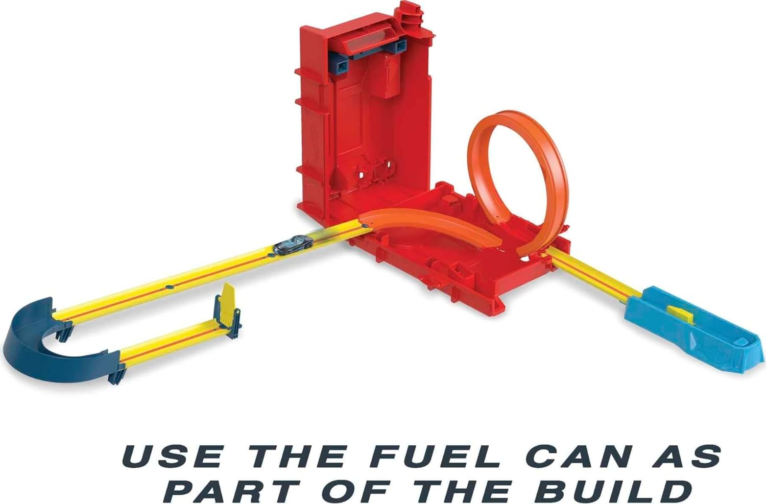HOT WHEELS TRACK BUILDER UNLIMITED PLAYSET FUEL CAN STUNT BOX, 14 COMPONENTES Y COCHE DE JUGUETE A ESCALA 1:64 - 3