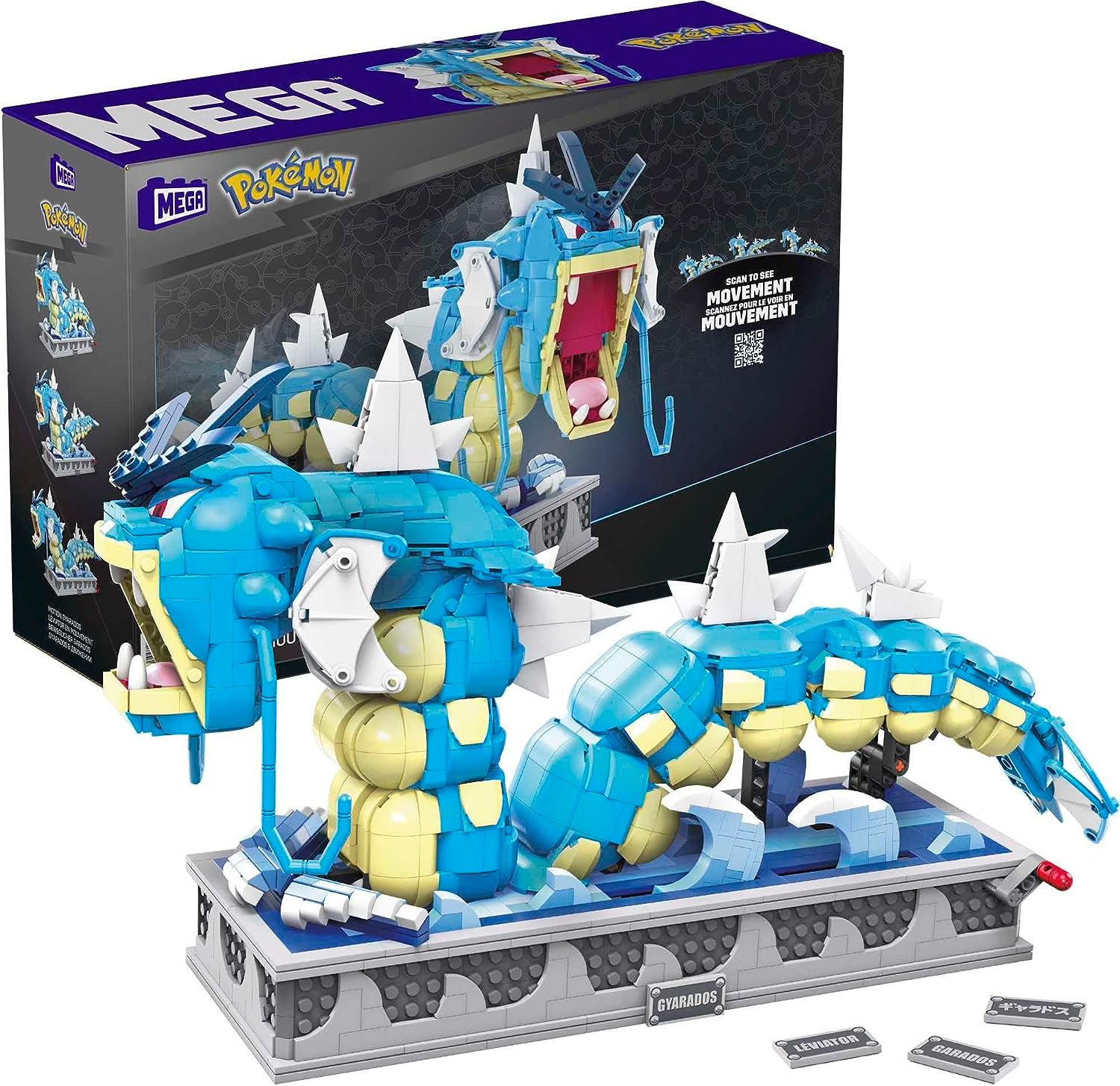MEGA POKÉMON JUGUETES DE CONSTRUCCIÓN PARA ADULTOS, MOTION GYARADOS CON 2186 PIEZAS, BOCA Y COLA MÓVILES - 1