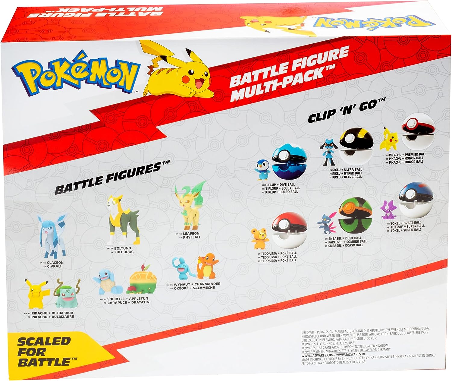POKÉMON BATTLE FIGURE MULTI PACK TOY SET,8 PIEZAS - GENERACIÓN 8 -PIKACHU,EEVEE,WOOLOO,SNEASEL,YAMPER,PONYTA,SIRFETCH'D Y MORPEKO - 4