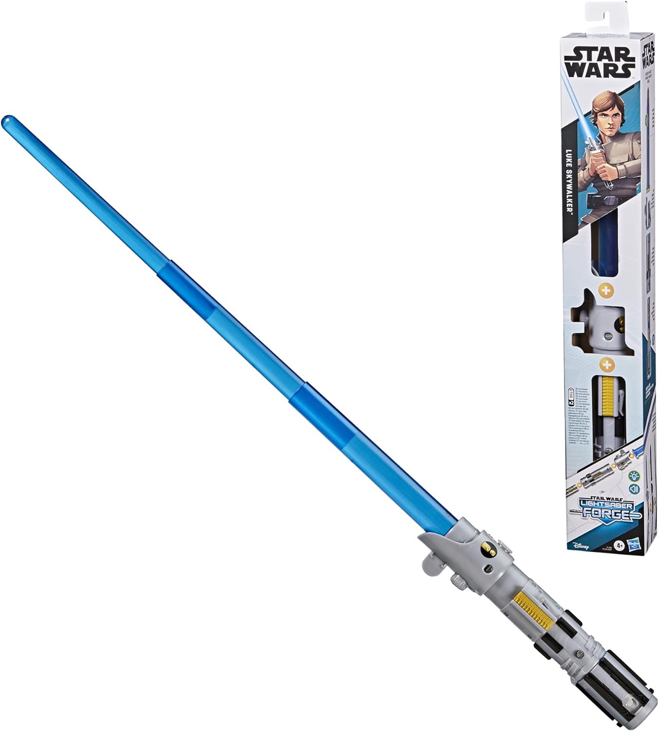 STAR WARS LIGHTSABER FORGE LUKE SKYWALKER - JUGUETE ELECTRÓNICO DE SABLE DE LUZ AZUL EXTENSIBLE, JUGUETE DE ROL PERSONALIZABLE - 1