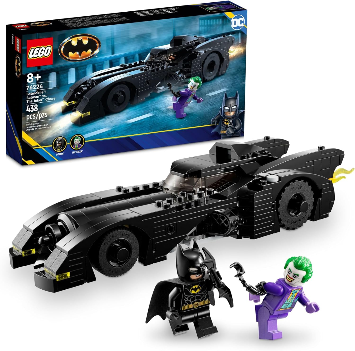 LEGO DC BATMOBILE: BATMAN VS. THE JOKER CHASE JUGUETES DE CONSTRUCCIÓN, VEHÍCULO DE BATMAN CON ARMAS Y UNA CABINA - 1