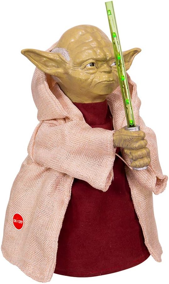 KURT ADLER - YODA DE STAR WARS CON BATERÍA DE 12 PULGADAS CON SABLE DE LUZ LED - 1