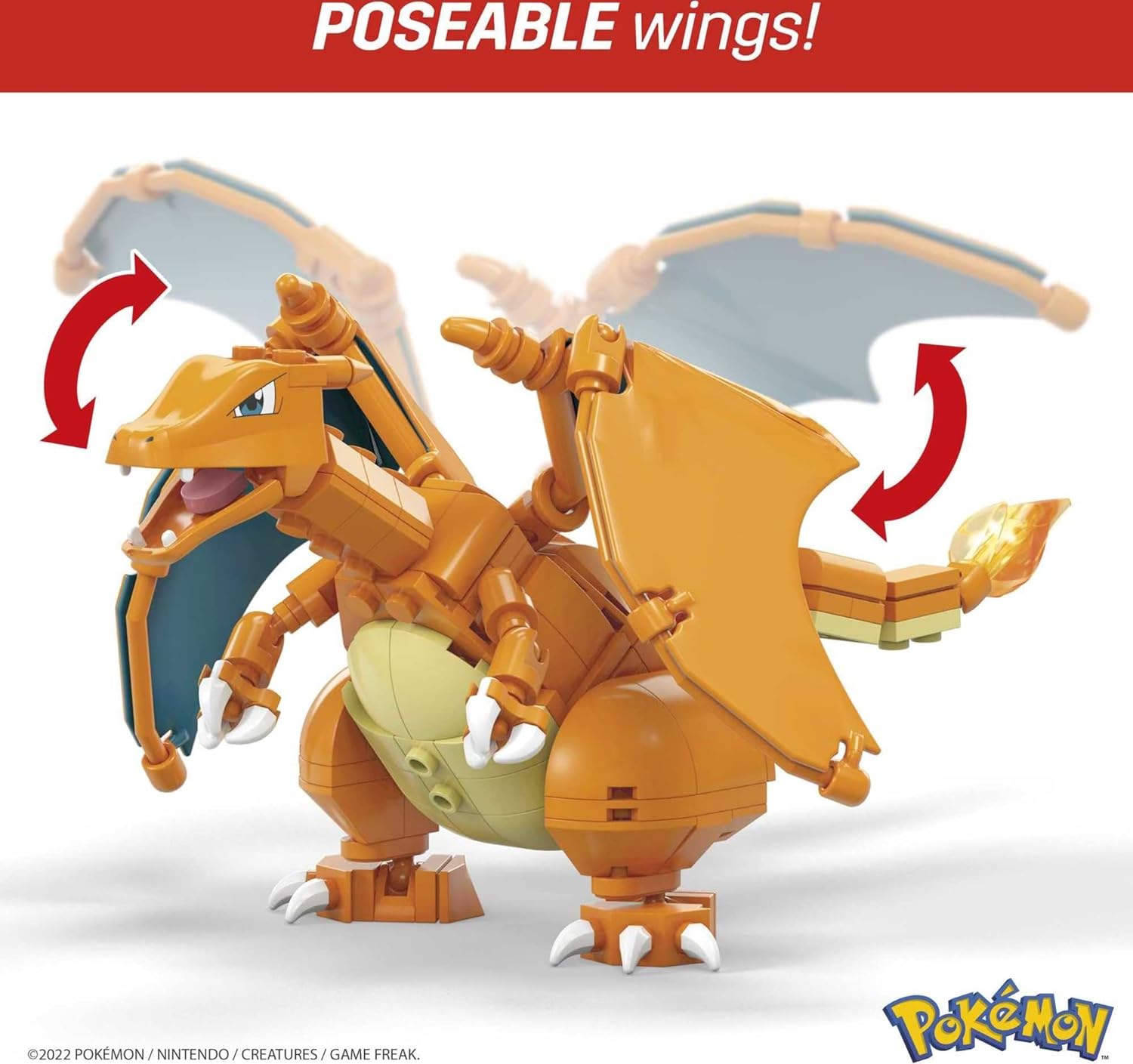 POKÉMON MEGA JUEGO DE CONSTRUCCIÓN DE FIGURAS DE ACCIÓN , CHARIZARD CON 222 PIEZAS, 1 PERSONAJE POSABLE, 4 PULGADAS DE ALTO - 4