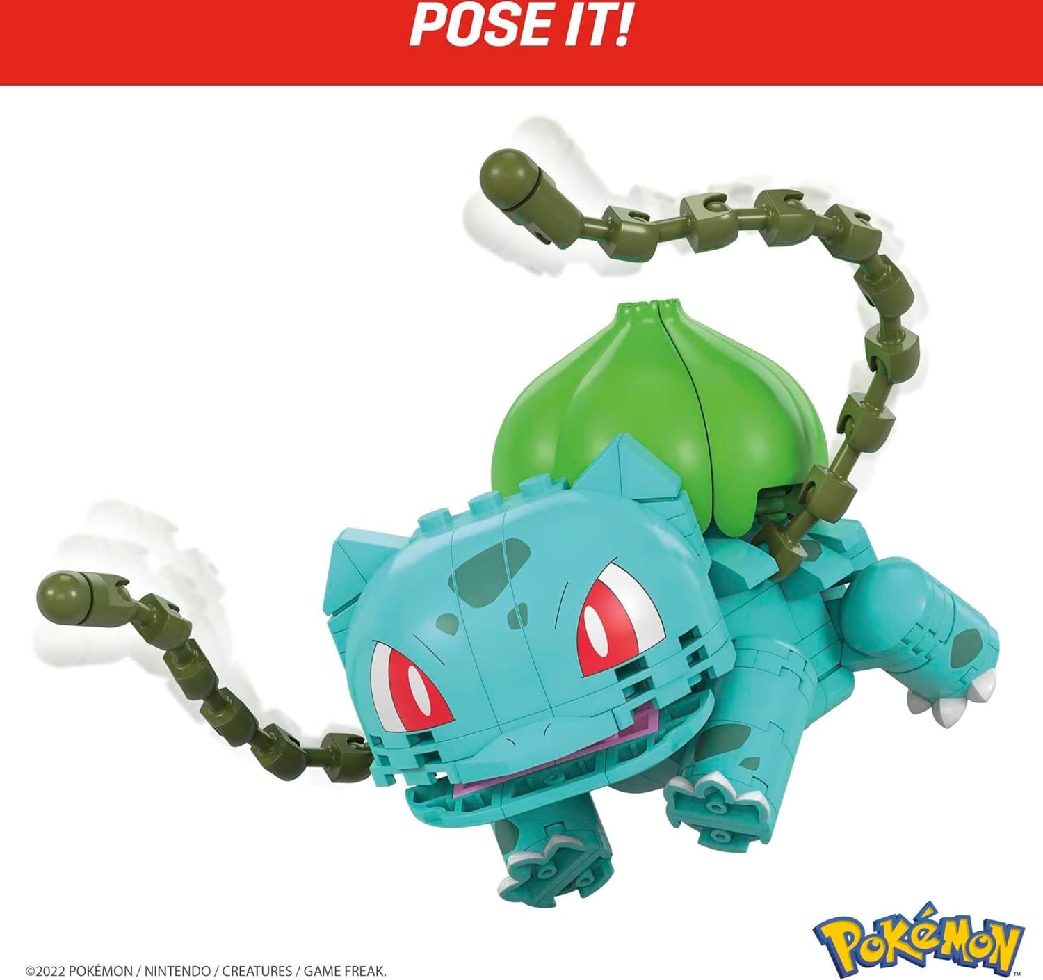 POKÉMON MEGA JUGUETES DE CONSTRUCCIÓN DE FIGURAS DE ACCIÓN, BULBASAUR CON 175 PIEZAS, 1 PERSONAJE POSABLE, 4 PULGADAS DE ALTO - 4