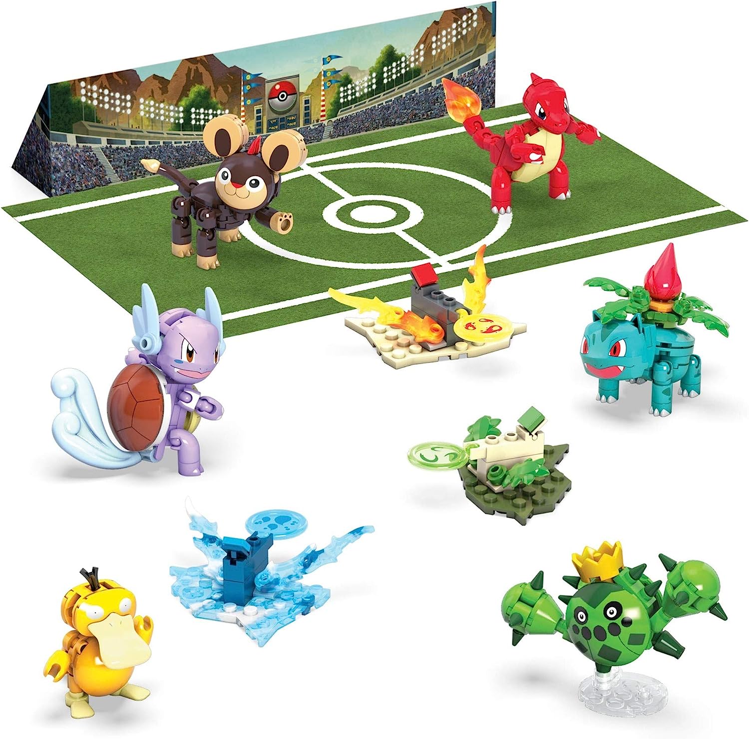 POKÉMON MEGA JUEGO CONSTRUCCIÓN DE FIGURAS DE ACCIÓN,DESAFÍO DE ENTRENADORES CON 450 PIEZAS,6 PERSONAJES ARTICULADOS Y ACCESORIOS - 1