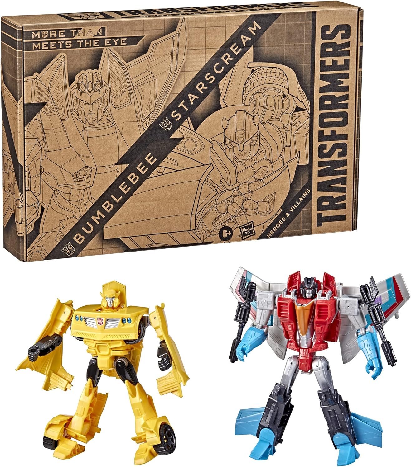 TRANSFORMERS TOYS HEROES AND VILLAINS BUMBLEBEE Y STARSCREAM PAQUETE DE 2 FIGURAS DE ACCIÓN, 7 PULGADAS - 3