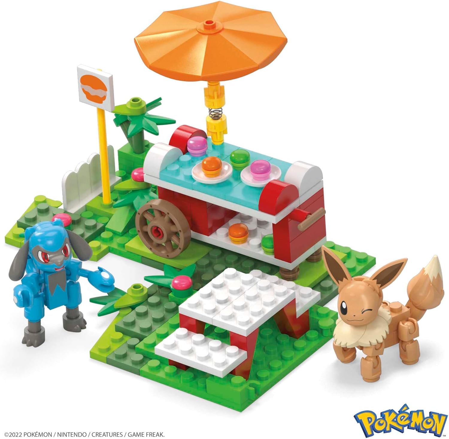 POKÉMON MEGA JUEGO DE CONSTRUCCIÓN DE FIGURAS DE ACCIÓN, PICNIC POKÉMON CON 193 PIEZAS, 2 PERSONAJES POSIBLES, EEVEE Y RIOLU - 2