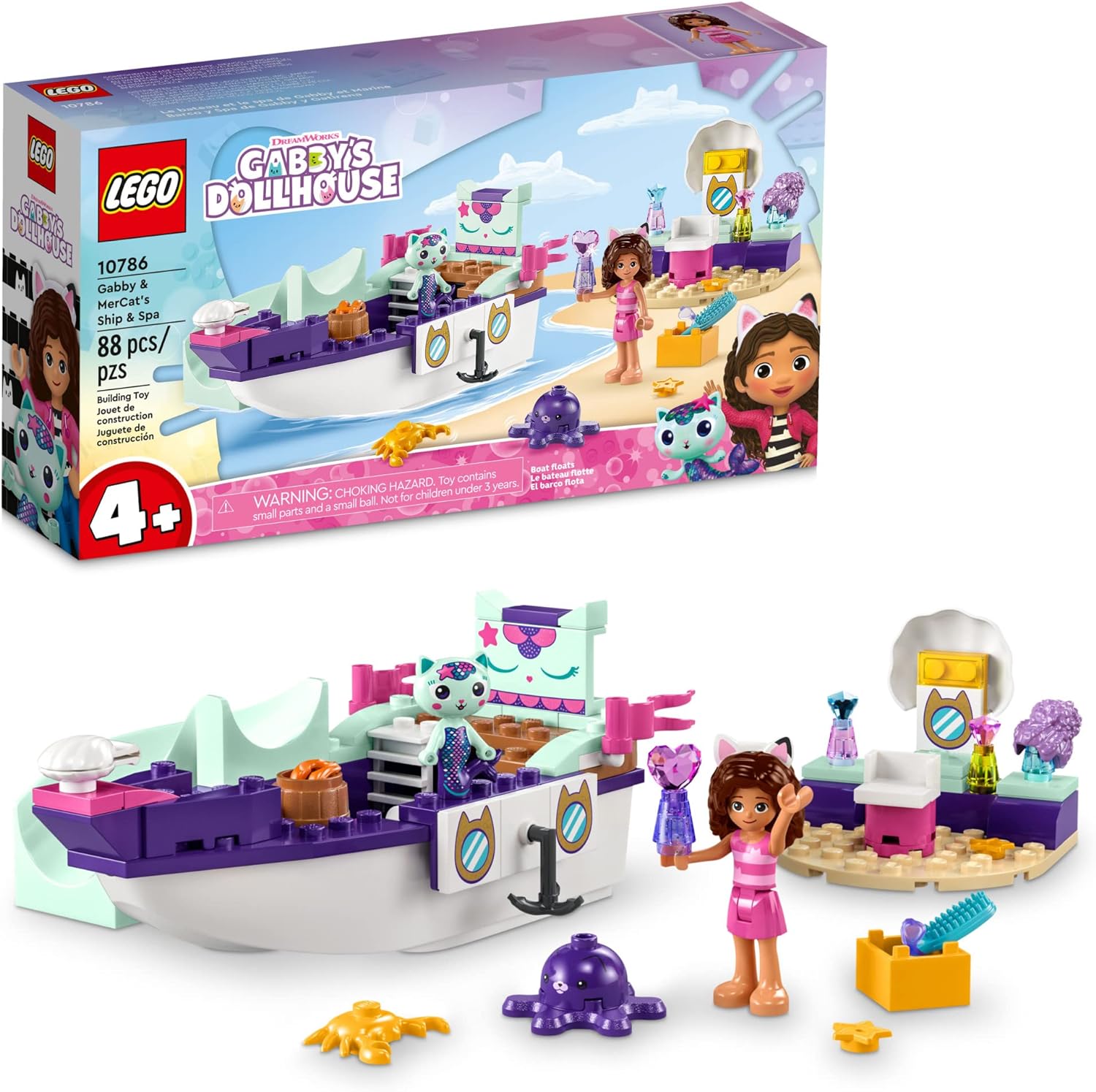 LEGO GABBY'S DOLLHOUSE GABBY Y MERCAT BARCO Y SPA, CONSTRUCCIÓN, JUEGO DE BARCO, SALÓN DE BELLEZA Y ACCESORIOS - 1