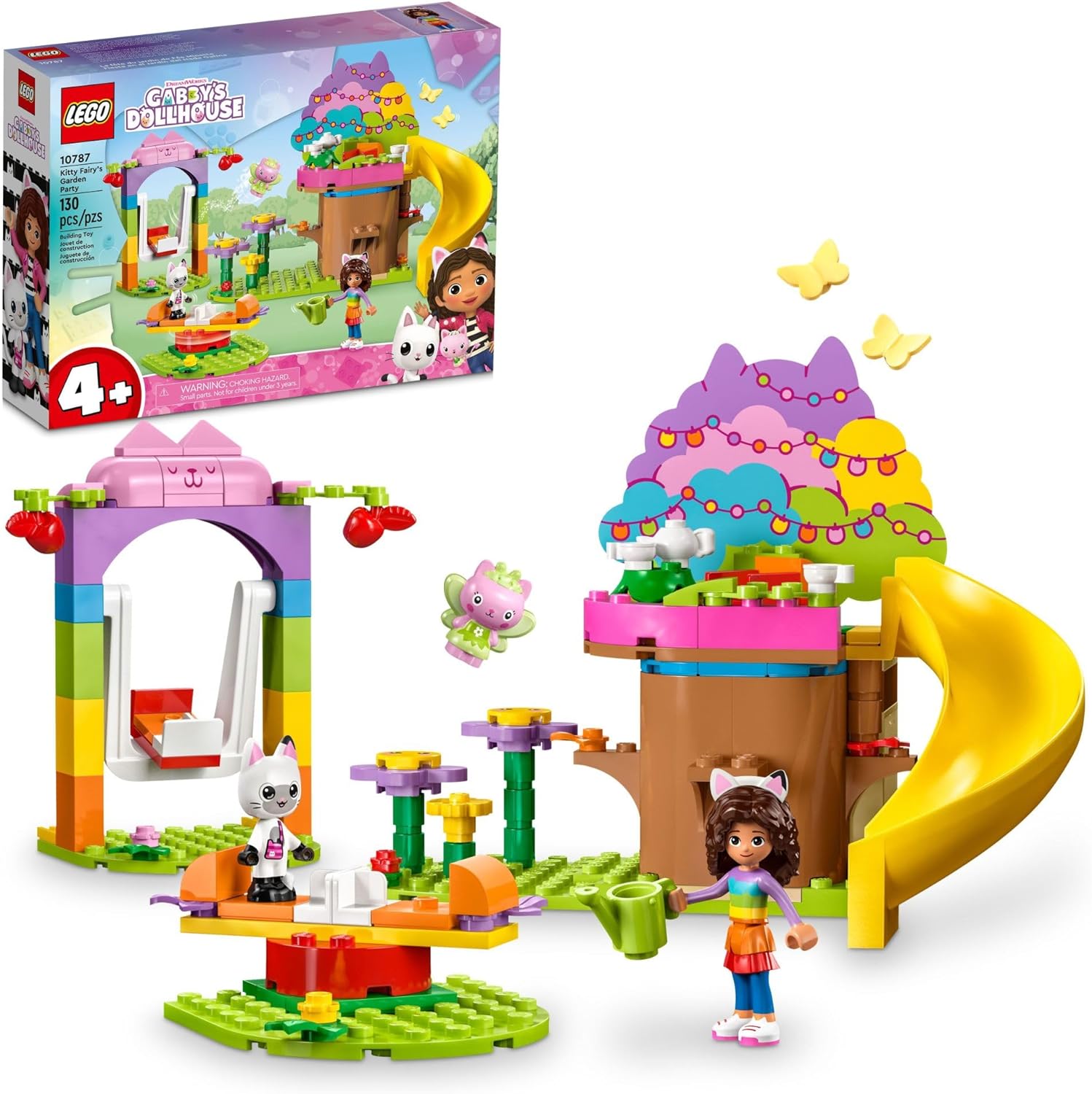LEGO GABBY'S DOLLHOUSE KITTY FAIRY FIESTA EN EL JARDÍN - CONSTRUCCIÓN CON CASA DE ÁRBOL, TOBOGÁN, INCLUYE PATAS GABBY Y PANDY - 1